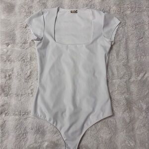 Free People White Square Neck Bodysuit